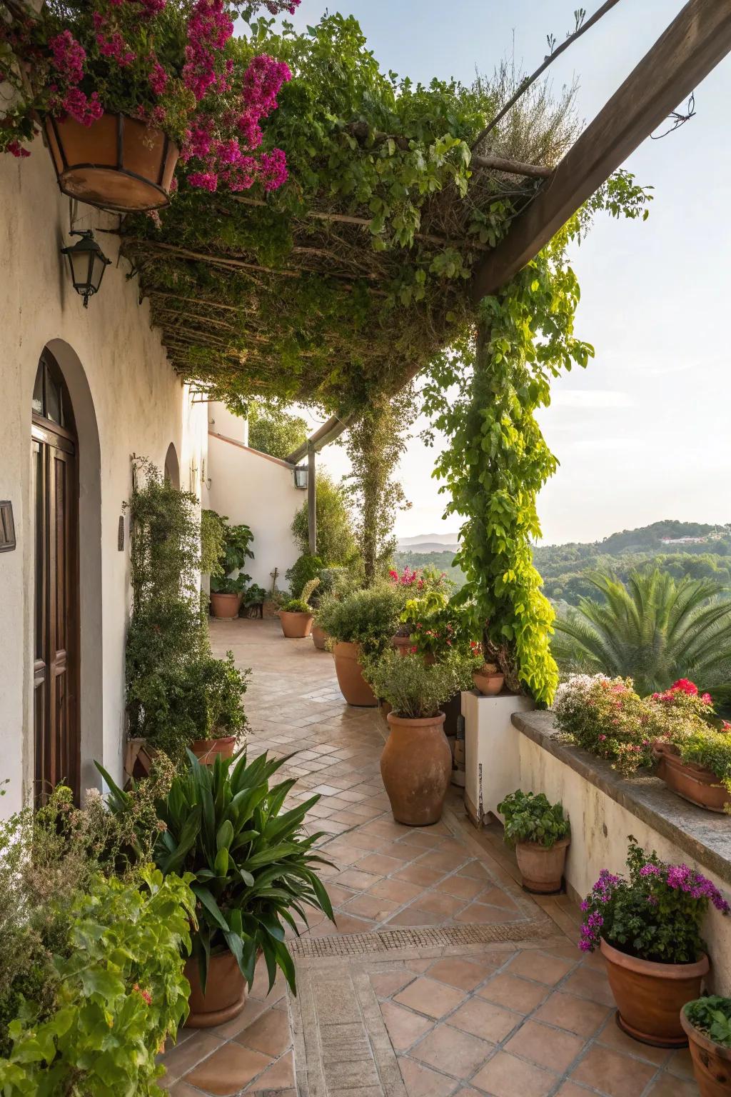 Add plants and vines to infuse your terrace with natural beauty.