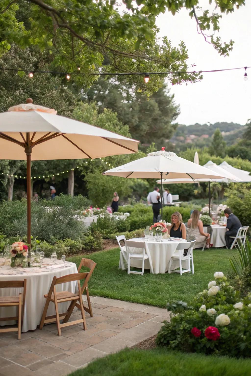 Stylish patio umbrellas offering flexible shade solutions.