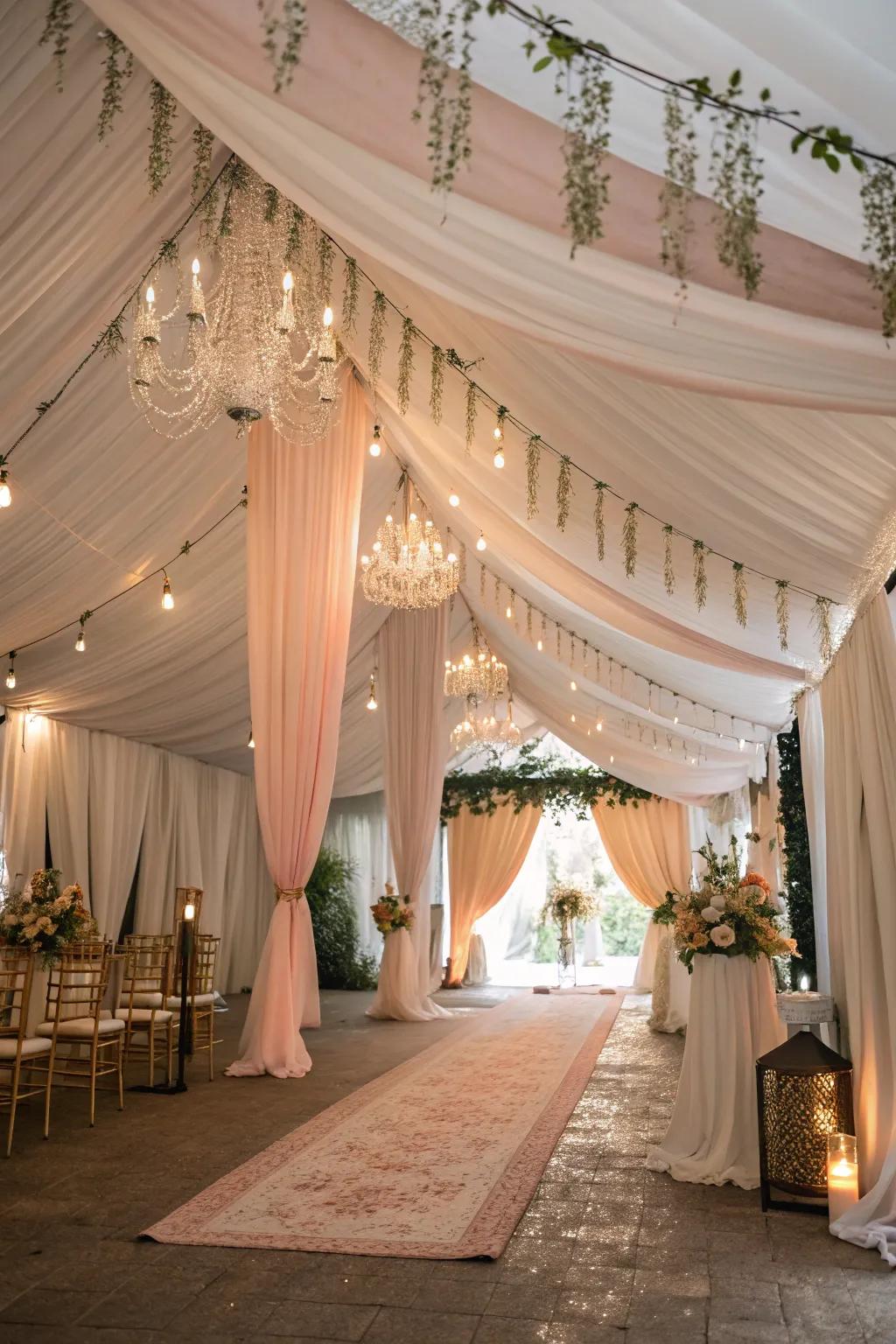 Soft drapes create a romantic and welcoming environment.