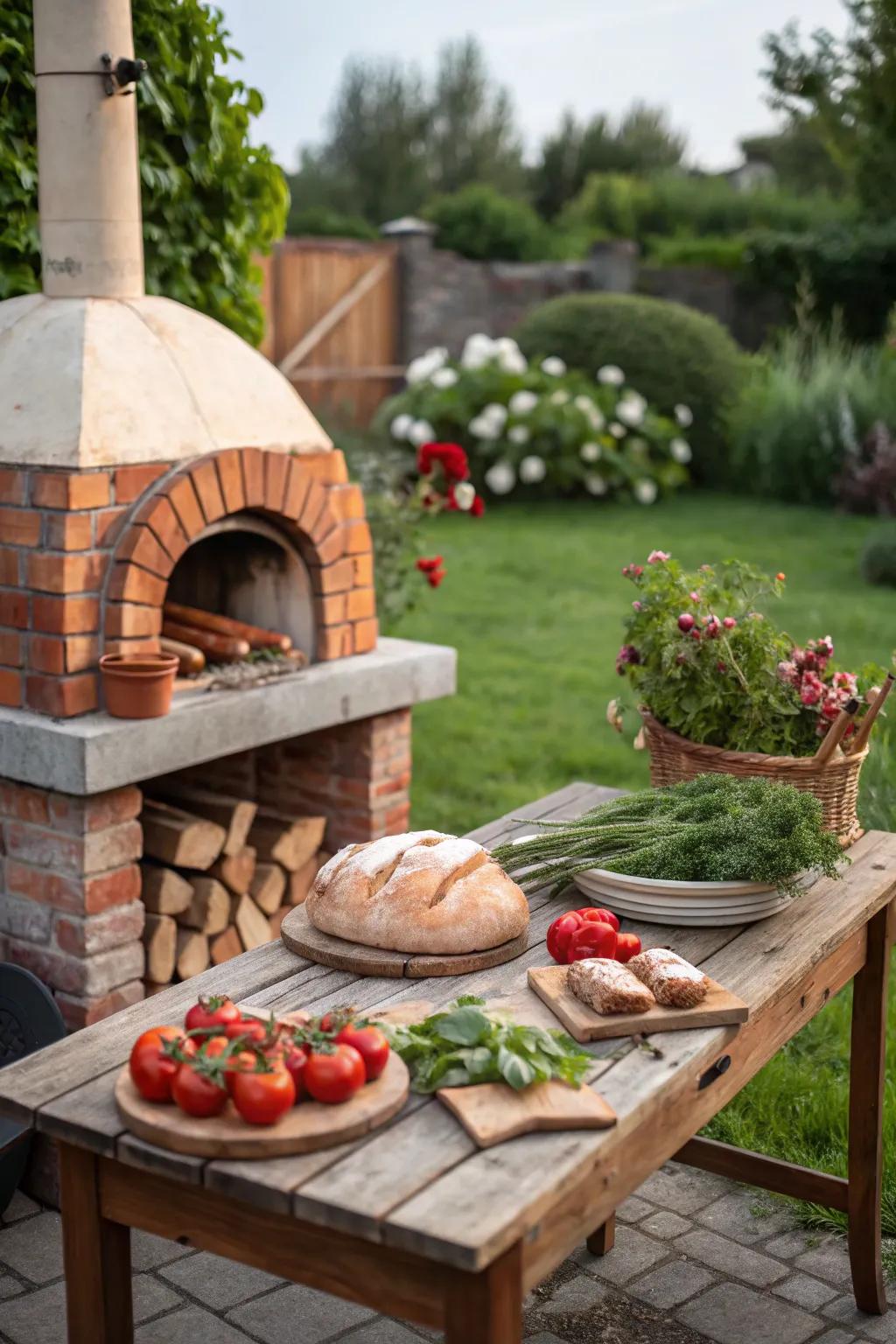 A DIY brick oven makes outdoor cooking a delight.