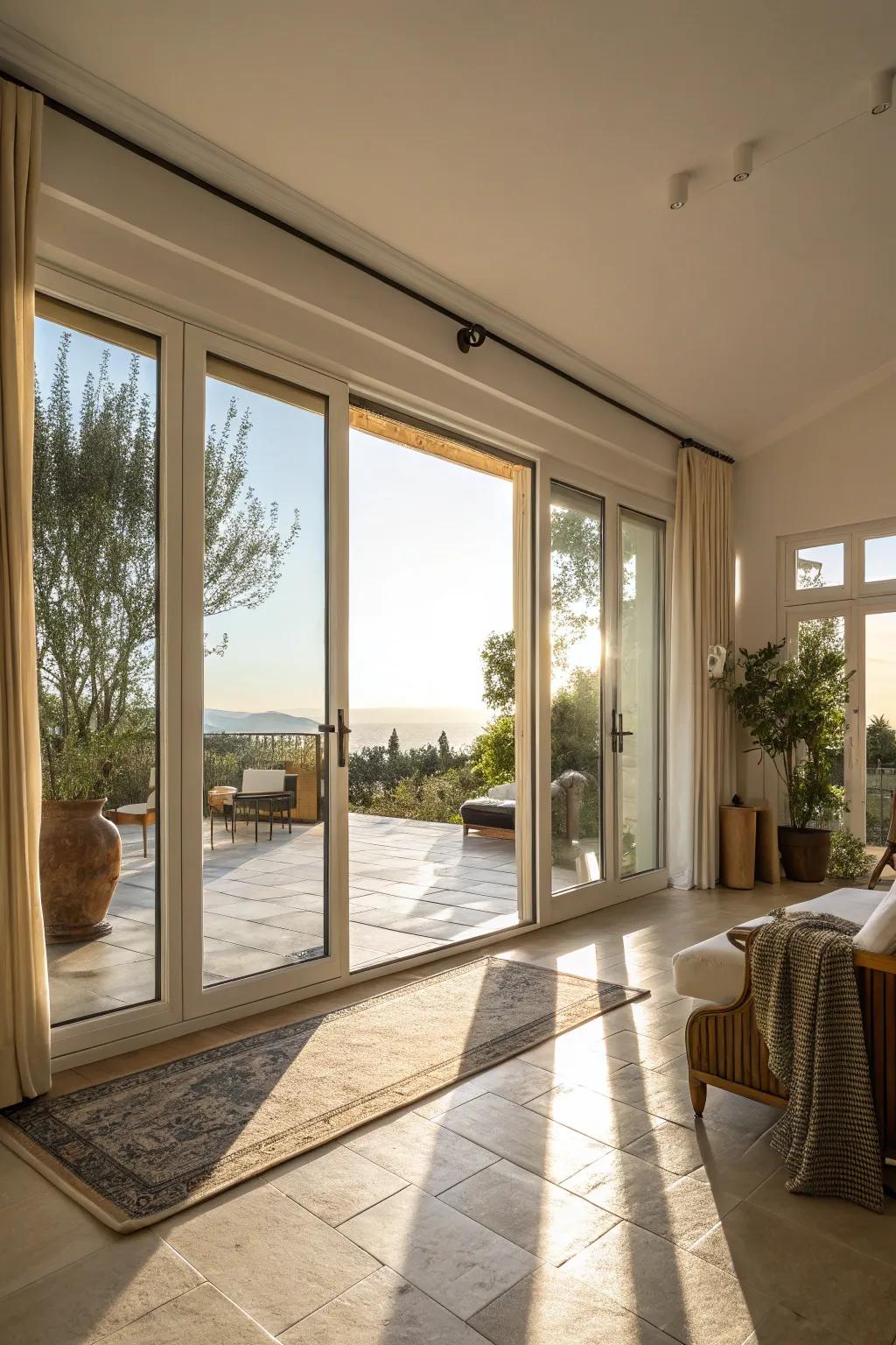 Invite sunshine into your space with floor-to-ceiling sliding doors.