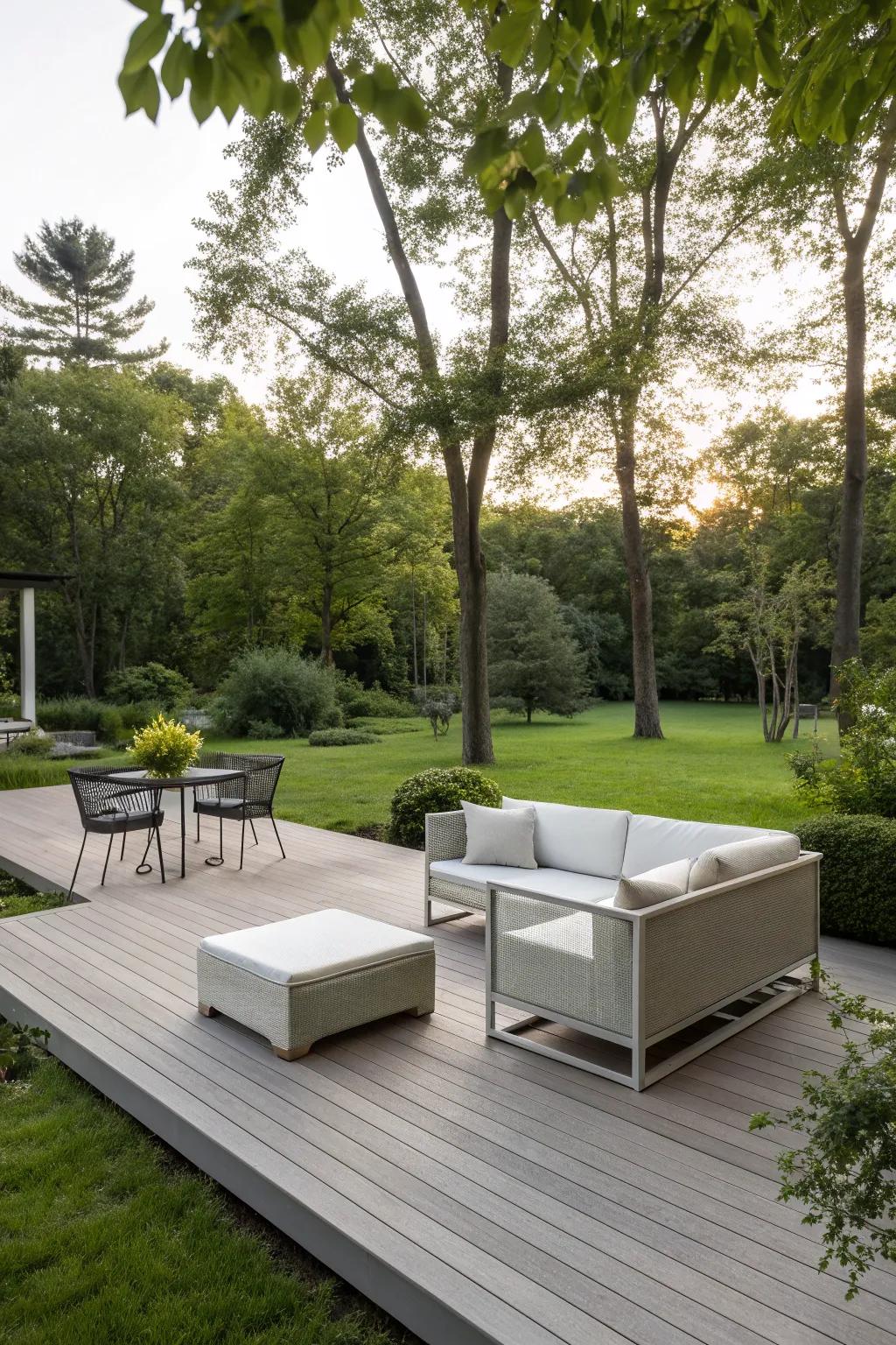 Modern styling on a park model deck.