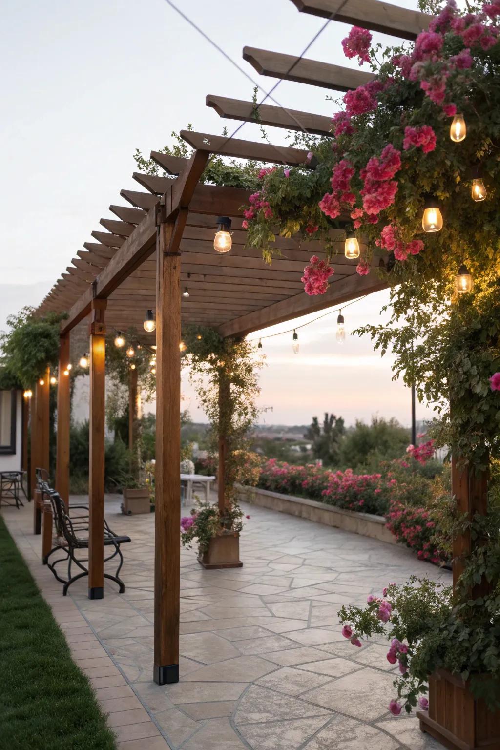 A charming pergola offering shade and style.