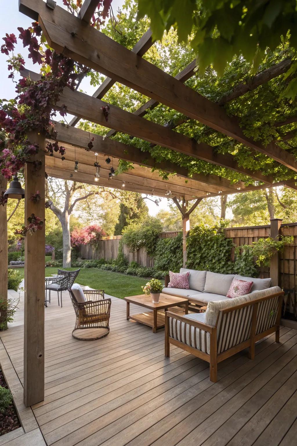 Add a pergola to your patio for a cozy and shaded retreat.