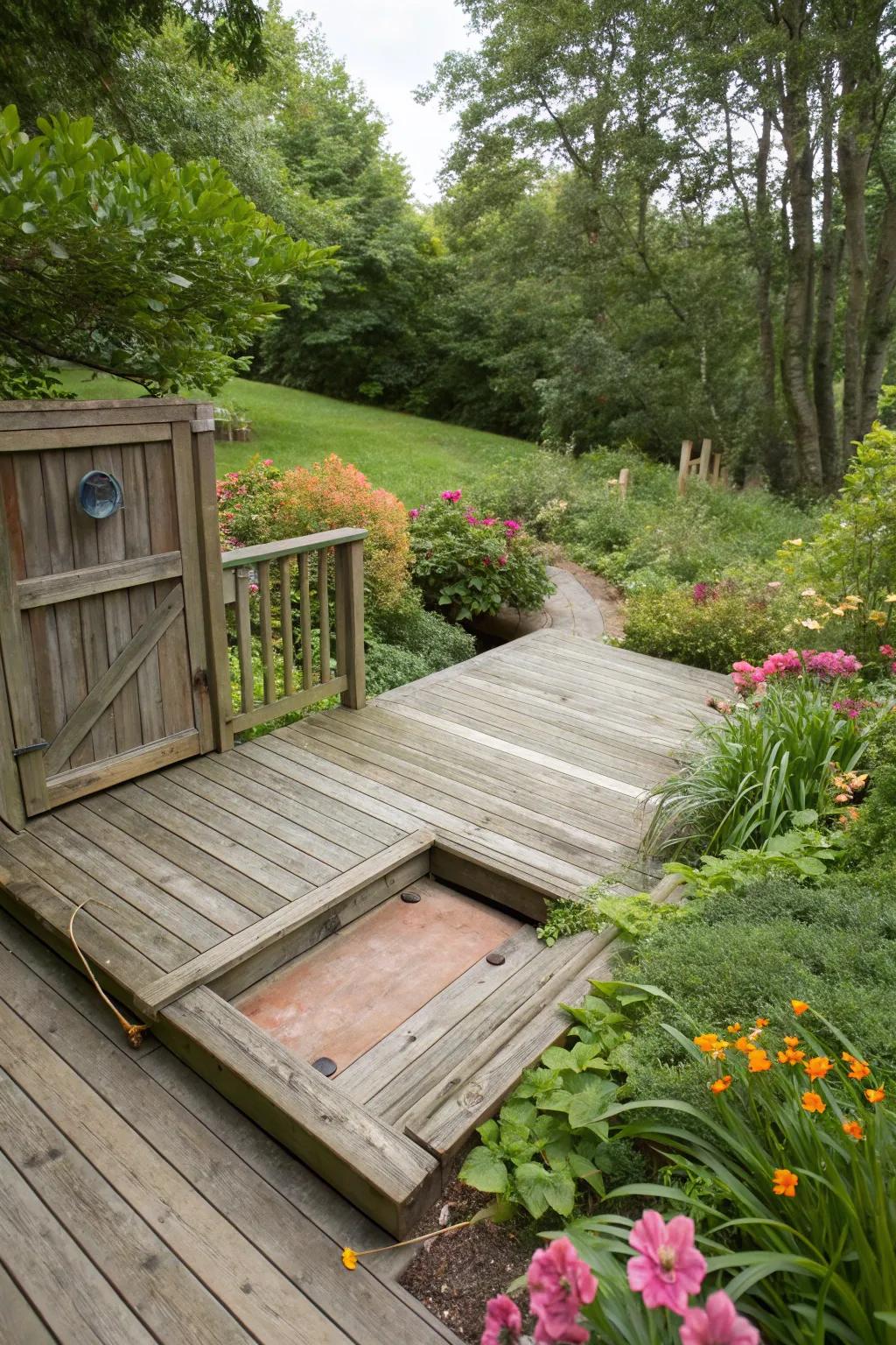 Cleverly integrated access panels in the deck design.