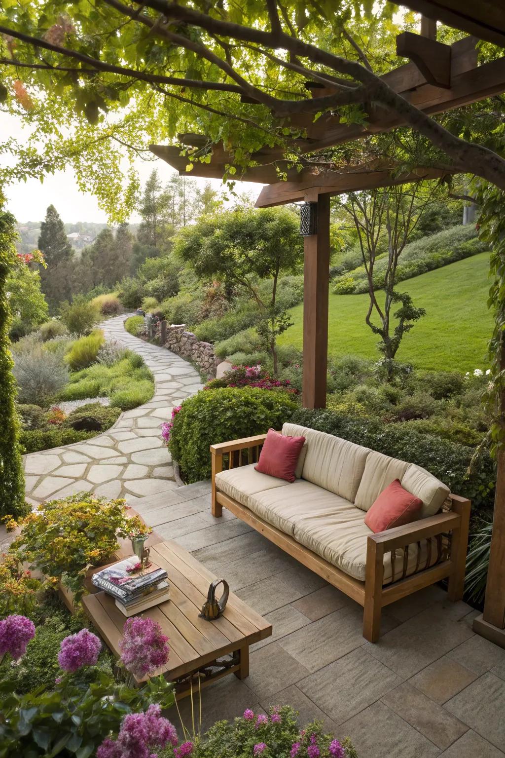 Natural materials bring tranquility to your outdoor space.