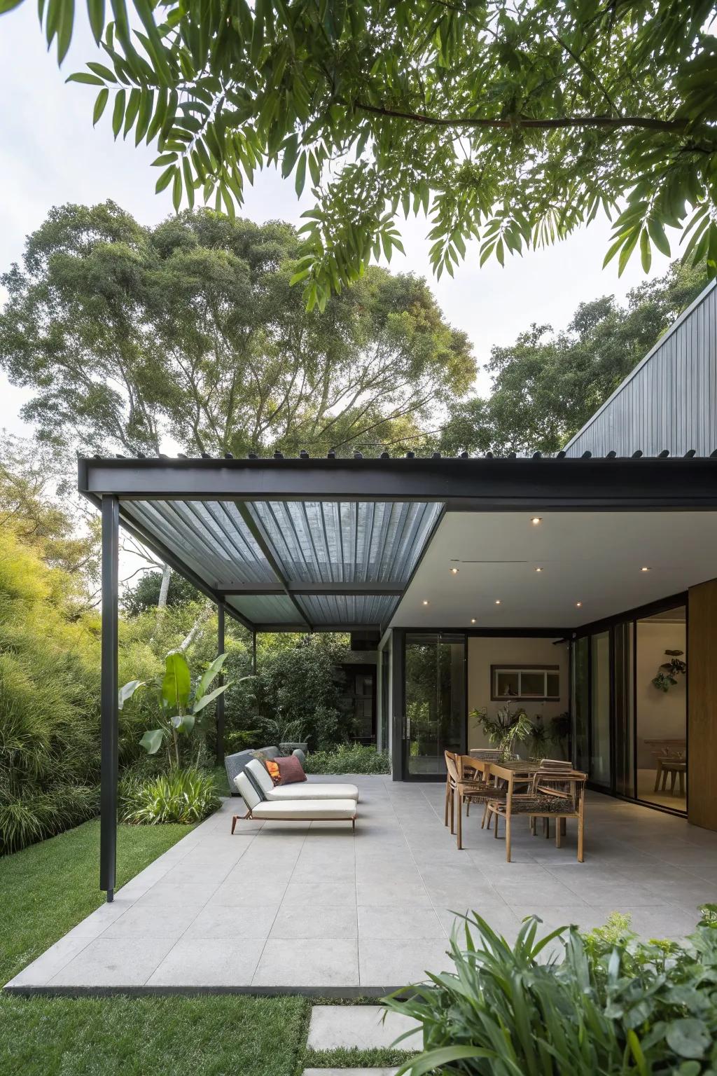 Modern flat roofs provide a clean, contemporary look for any patio.