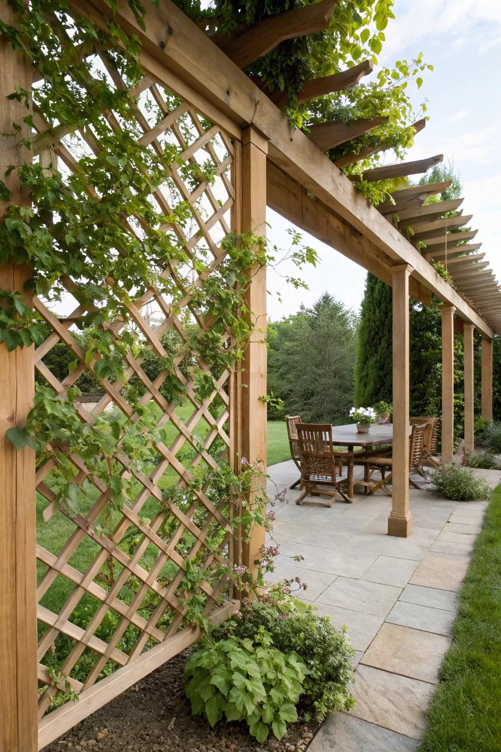 Charming and natural: Lattice screens with greenery