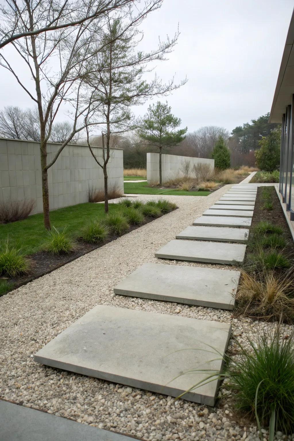 Achieve a sleek look with minimalist concrete slabs.