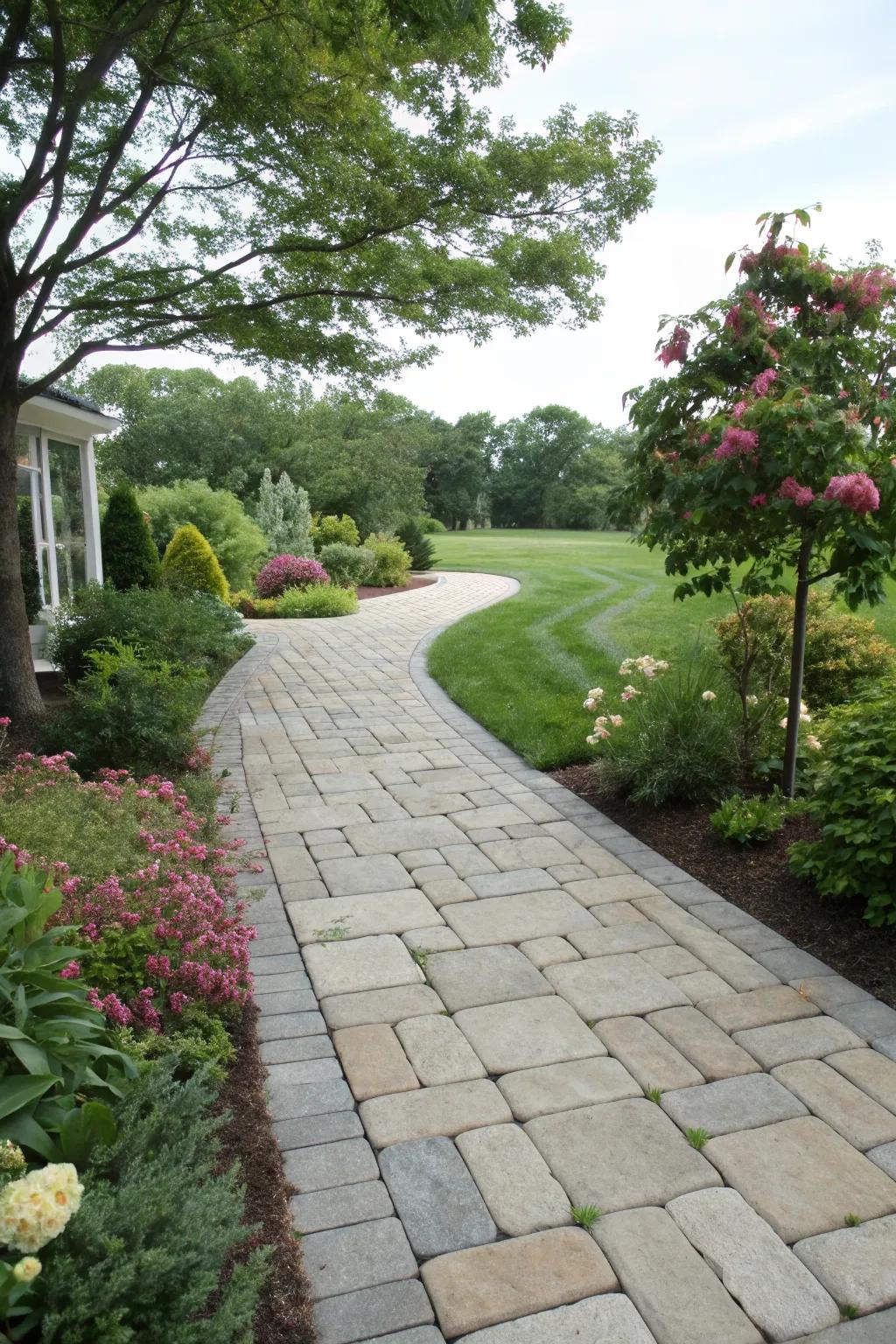 Natural stone pavers provide a rustic, earthy feel.