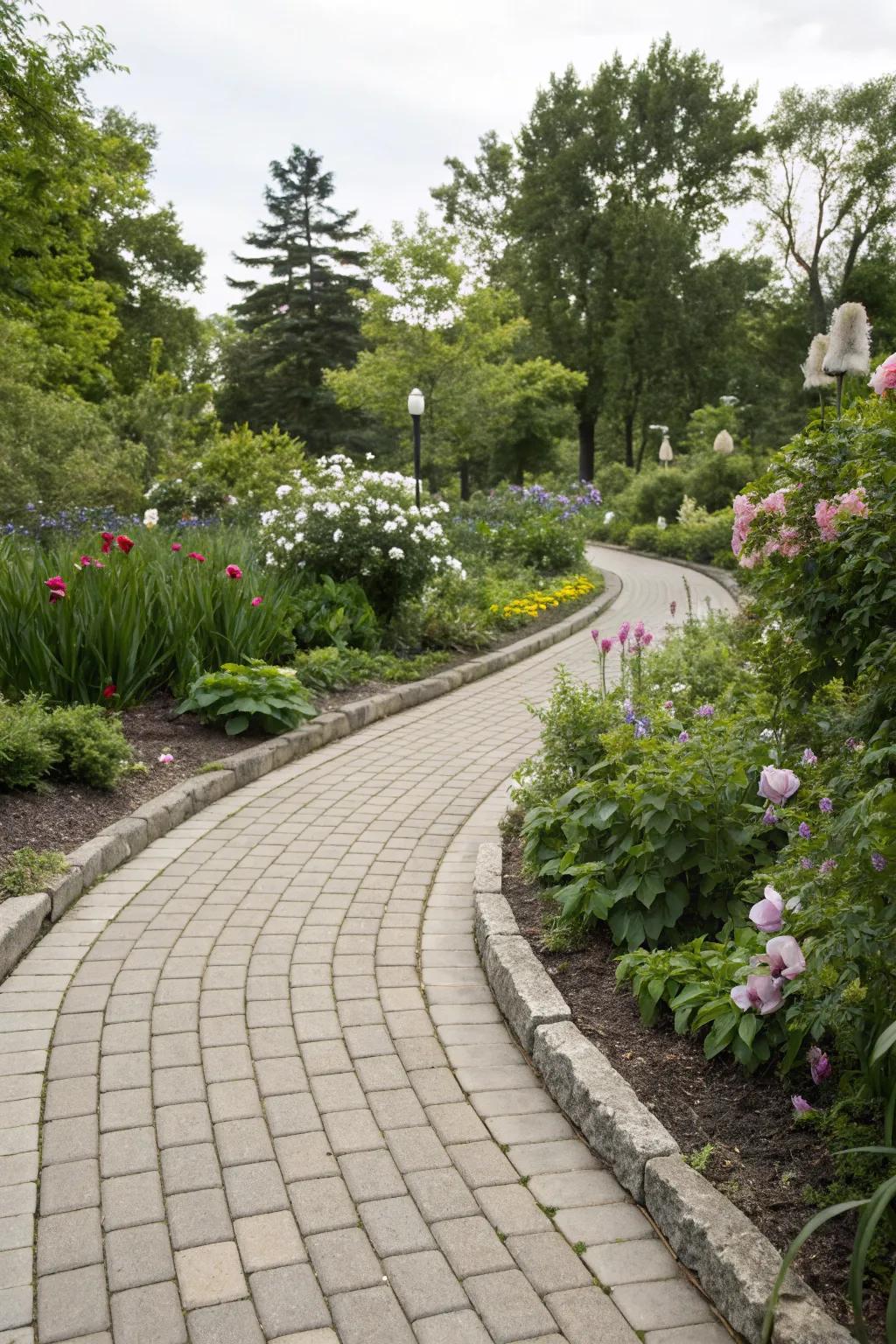 Clean and defined pathway borders using paver edging.