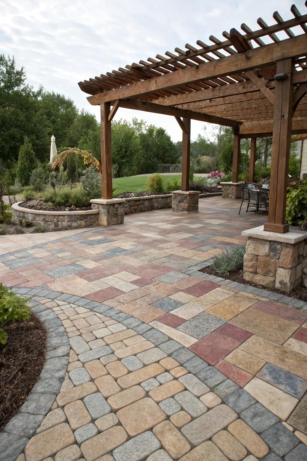 Mixing paver patterns can add visual intrigue to your patio.
