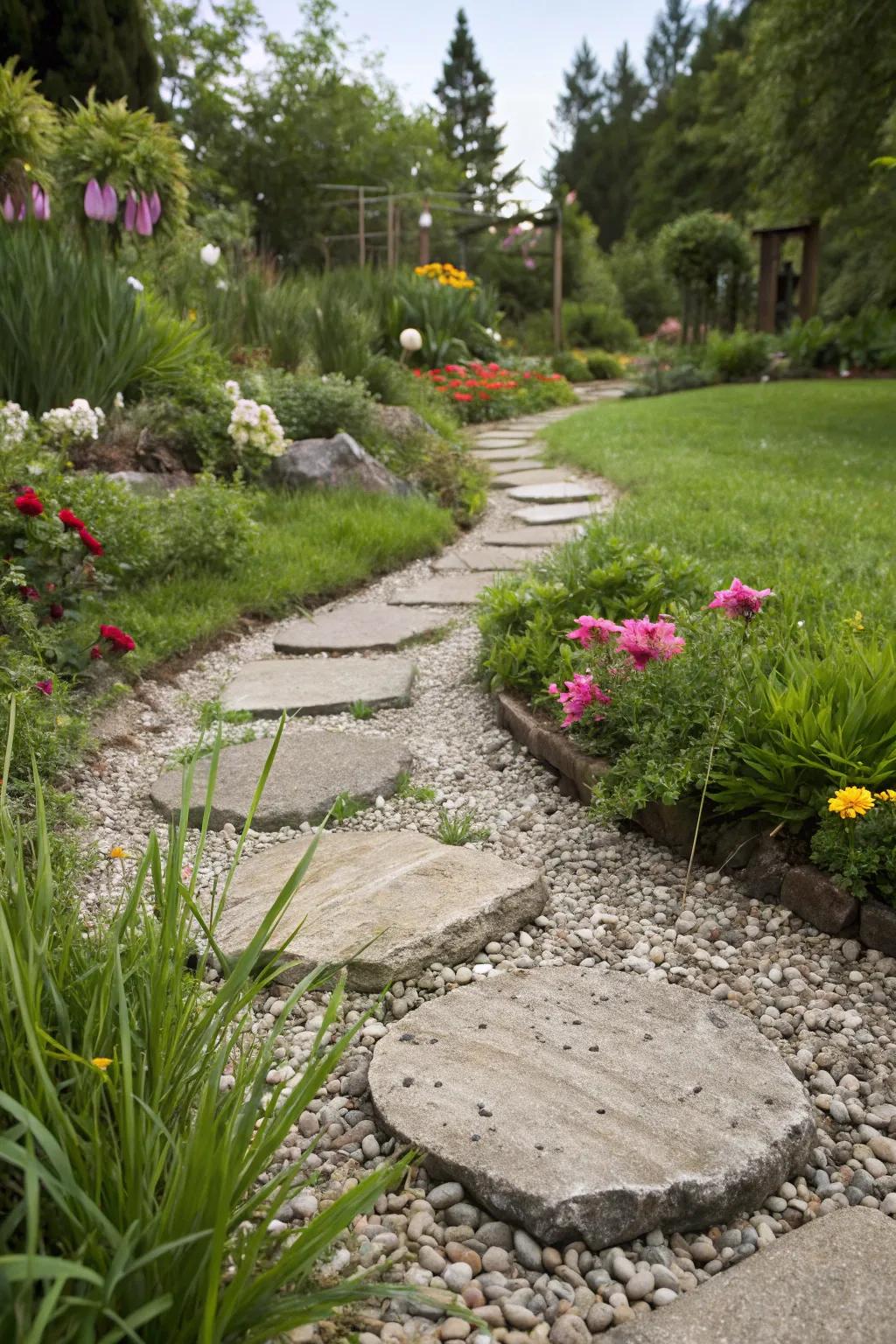 Whimsical stepping stones inviting exploration in the garden.