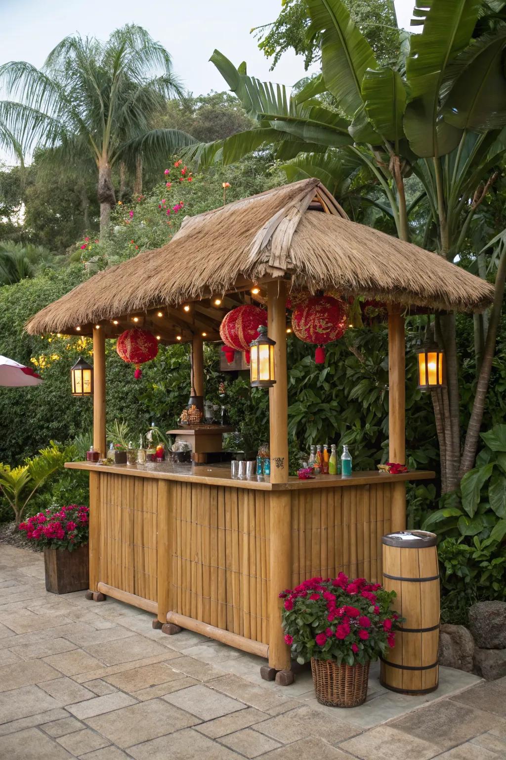 A tiki-themed bar that brings island vibes to your outdoor space.