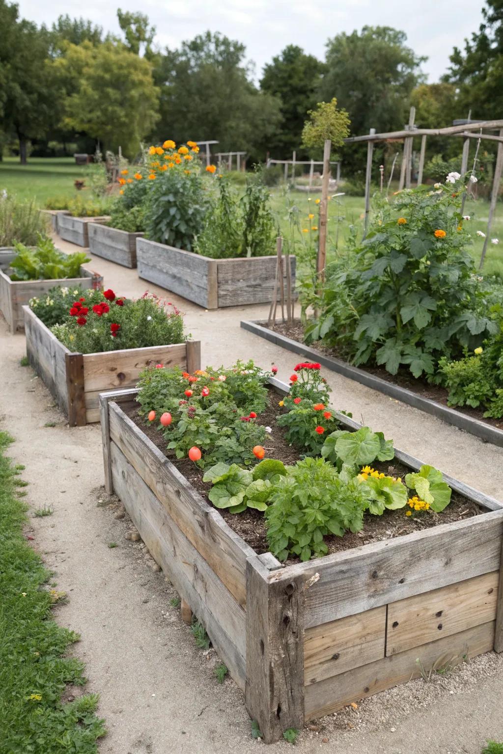Organized raised beds that enhance both form and function in the garden.