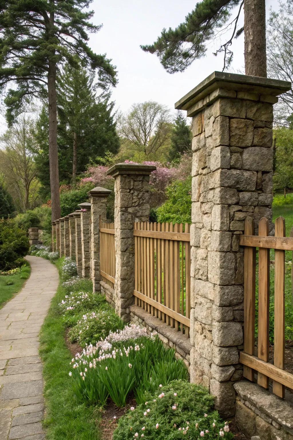 Stone and wood create a harmonious blend of natural textures.
