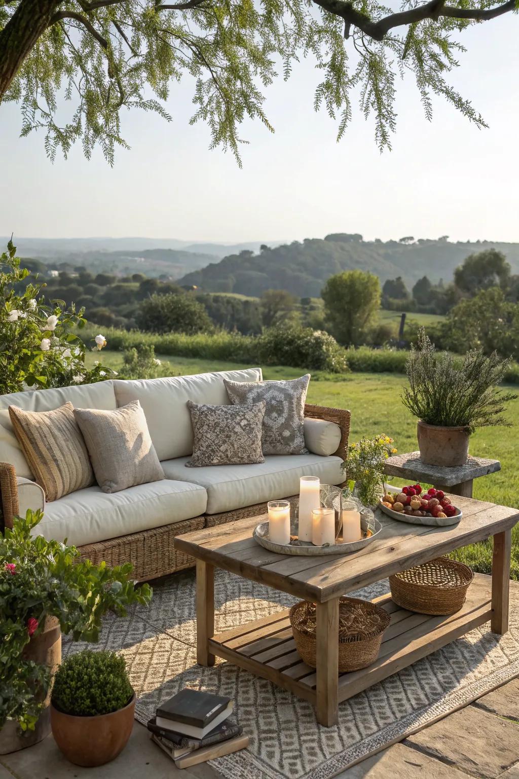 An outdoor living room perfect for relaxation and entertainment.