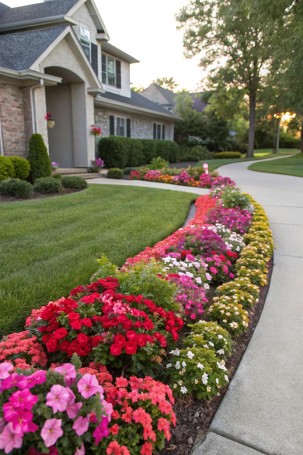 Add personality with bright and bold flower beds.