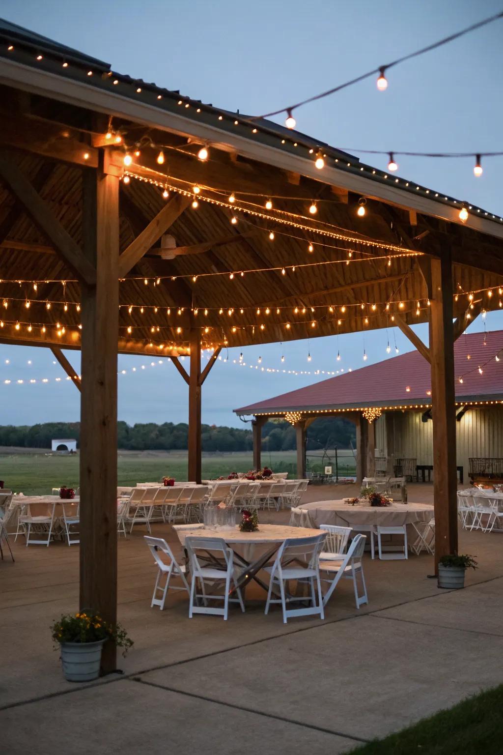 A pole building designed as an enchanting entertaining pavilion.