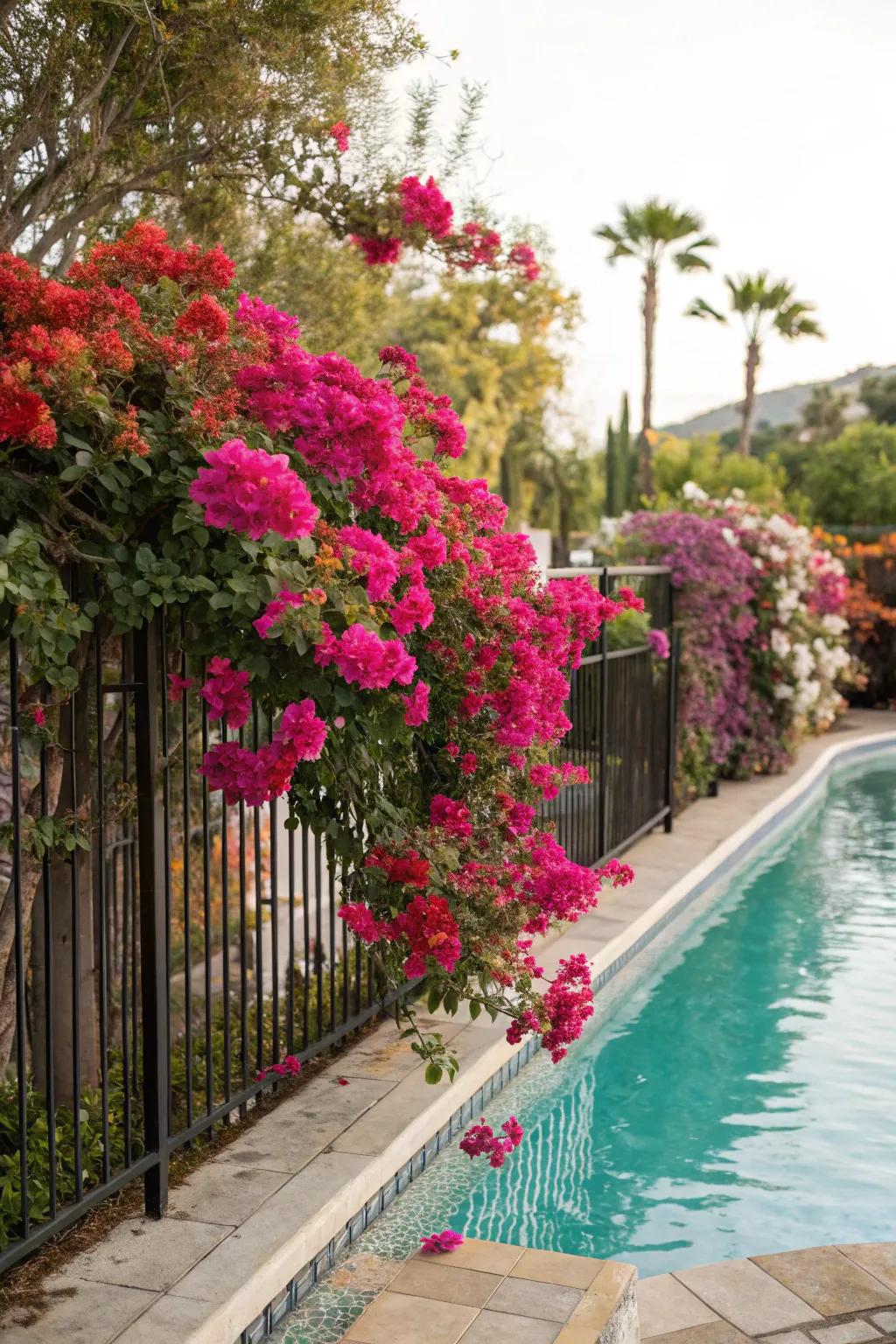 Brighten up your pool with vibrant flowering plants.