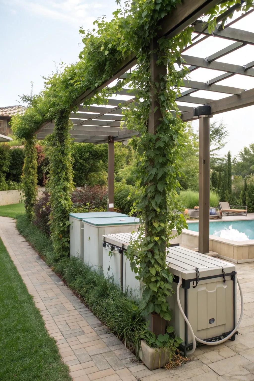 A pergola not only shades but also enhances the garden aesthetic.