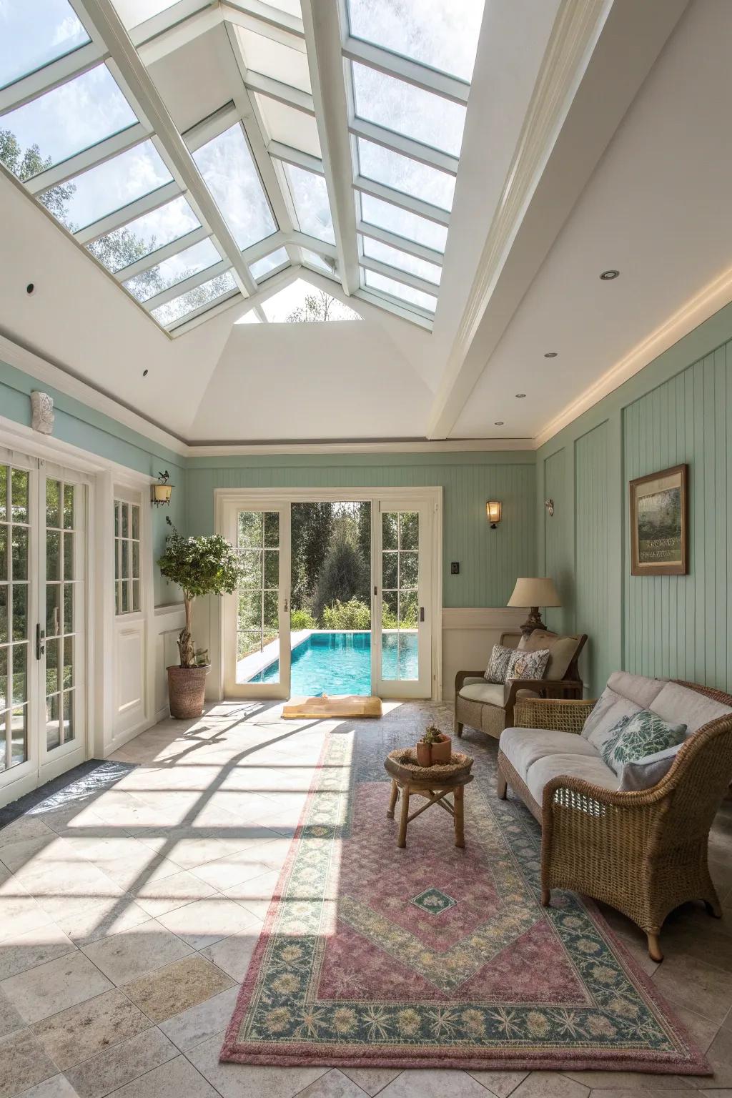 Skylights offer a beautiful view and bring in plenty of natural light.