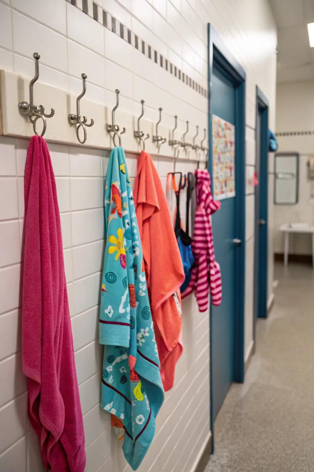 Hooks and hangers keep your changing area neat and organized.