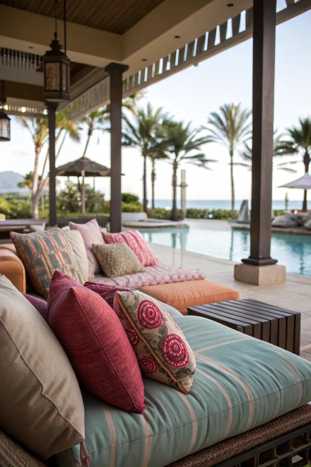 Comfortable outdoor seating with plush cushions for ultimate relaxation.