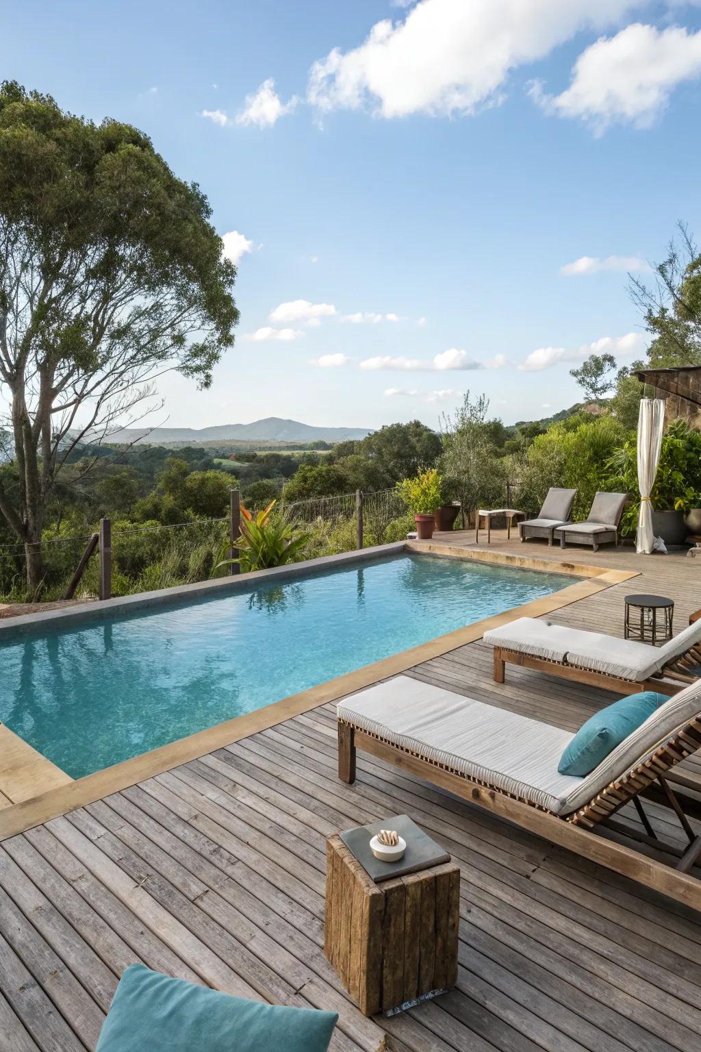 Wooden decking adds warmth and style to your pool area.