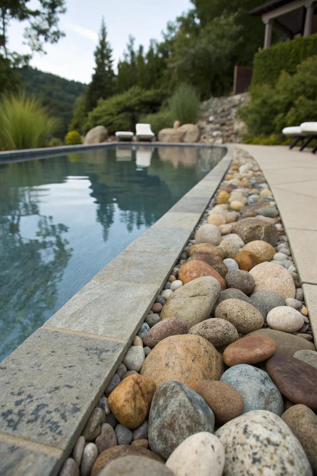 A mix of rock textures brings depth and interest to your poolside.