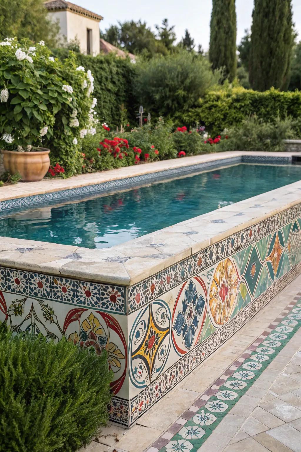 Mosaic patterns for a touch of art in your pool.