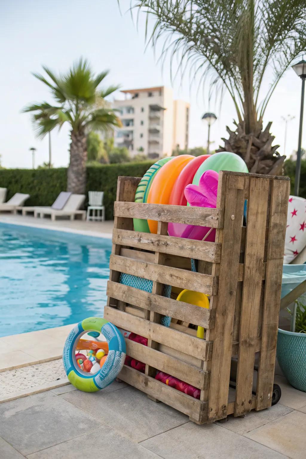 DIY pallets offer a cost-effective and charming storage solution.