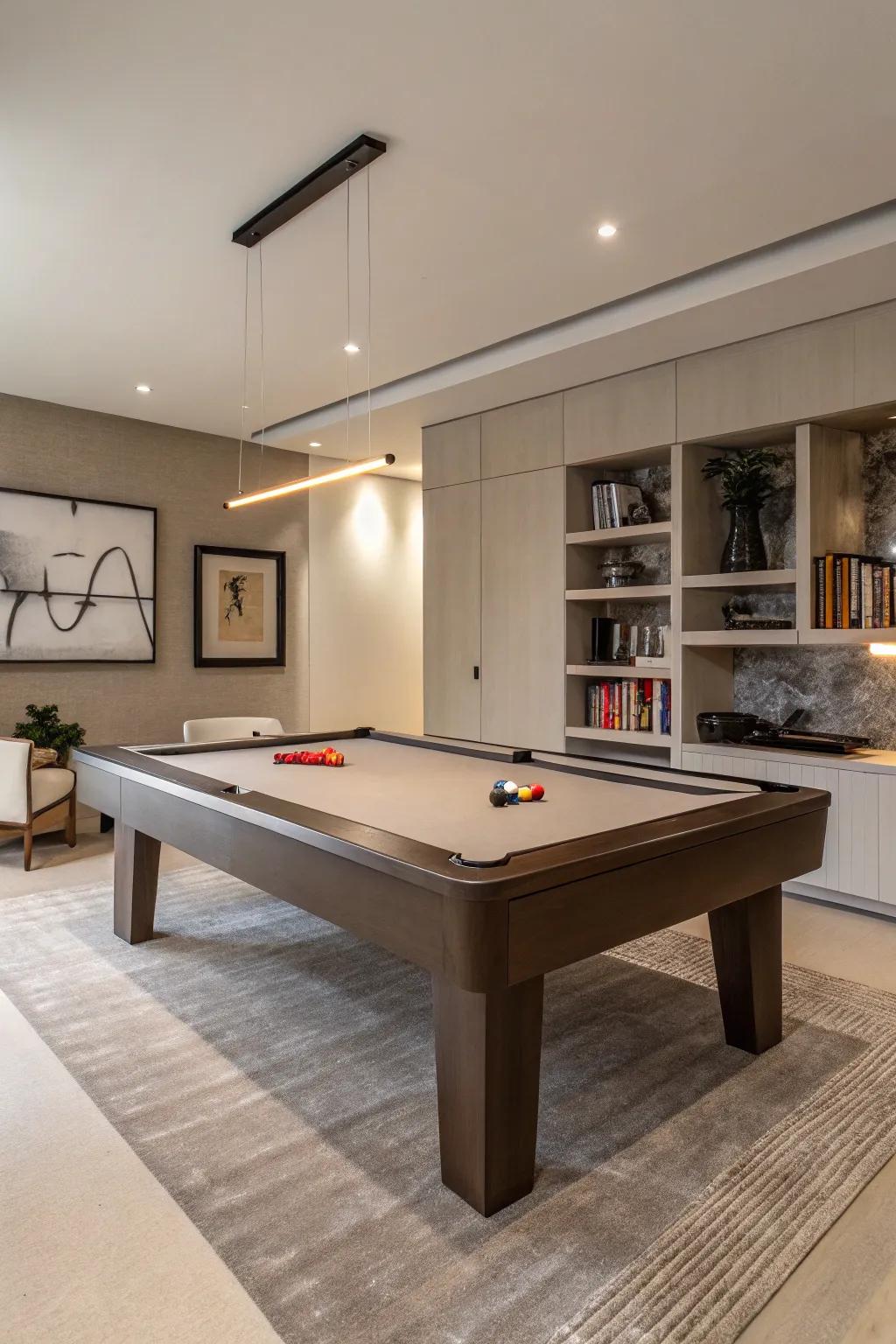 Modern minimalism at its finest with a sleek, understated pool table.