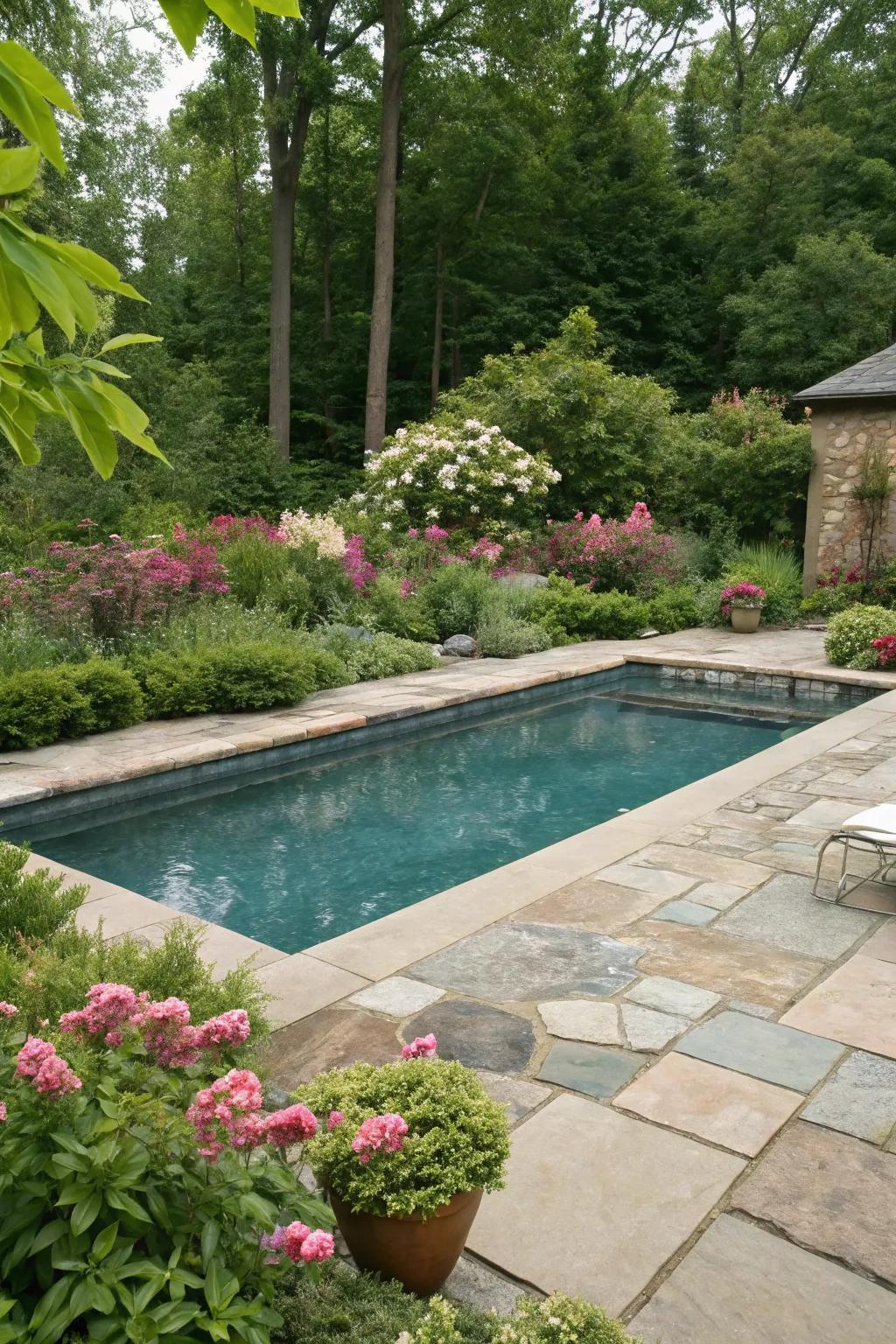 Enhance your pool with the rustic charm of natural stone.