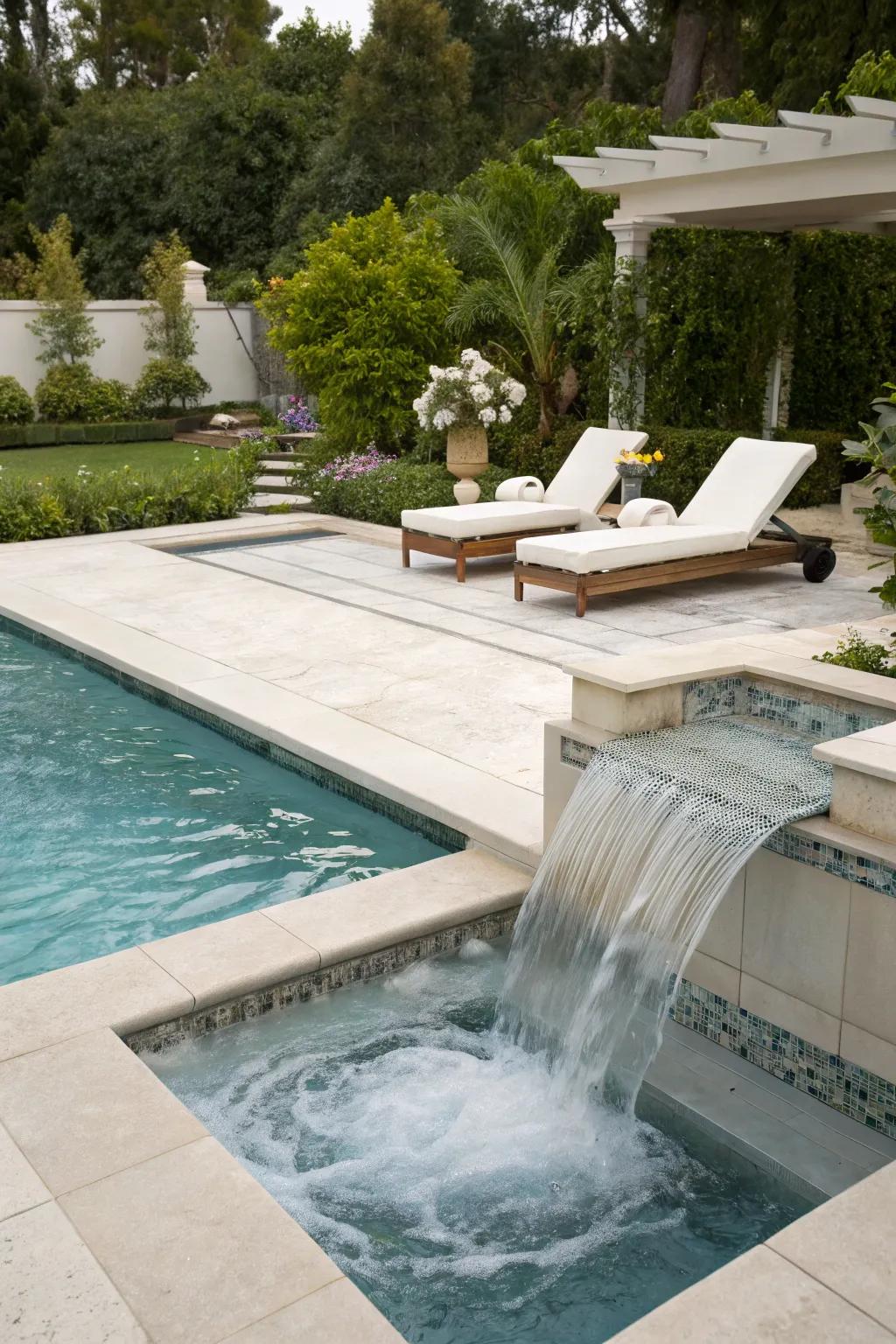 Spillover spas offer a seamless blend of pool and relaxation.