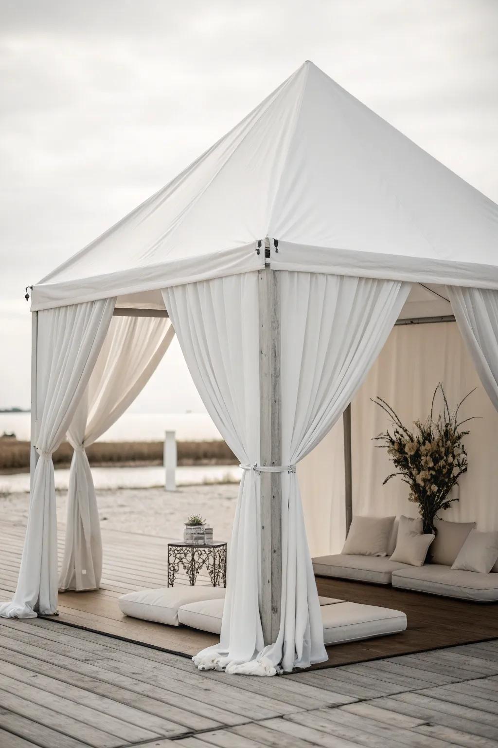 Embrace simplicity with an elegant, minimalistic tent design.