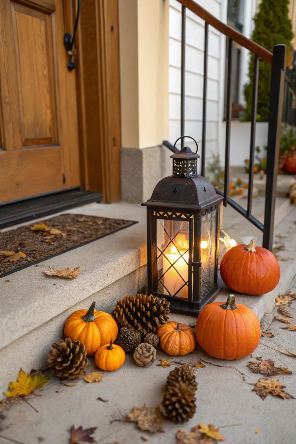 Welcome the season with a decorative lantern centerpiece.