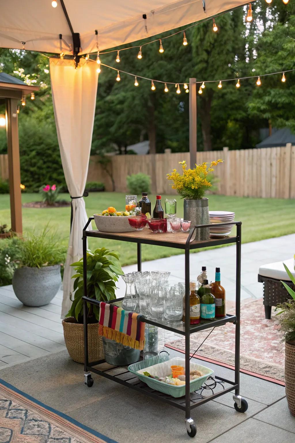 Folding bar carts provide portable and stylish serving options.