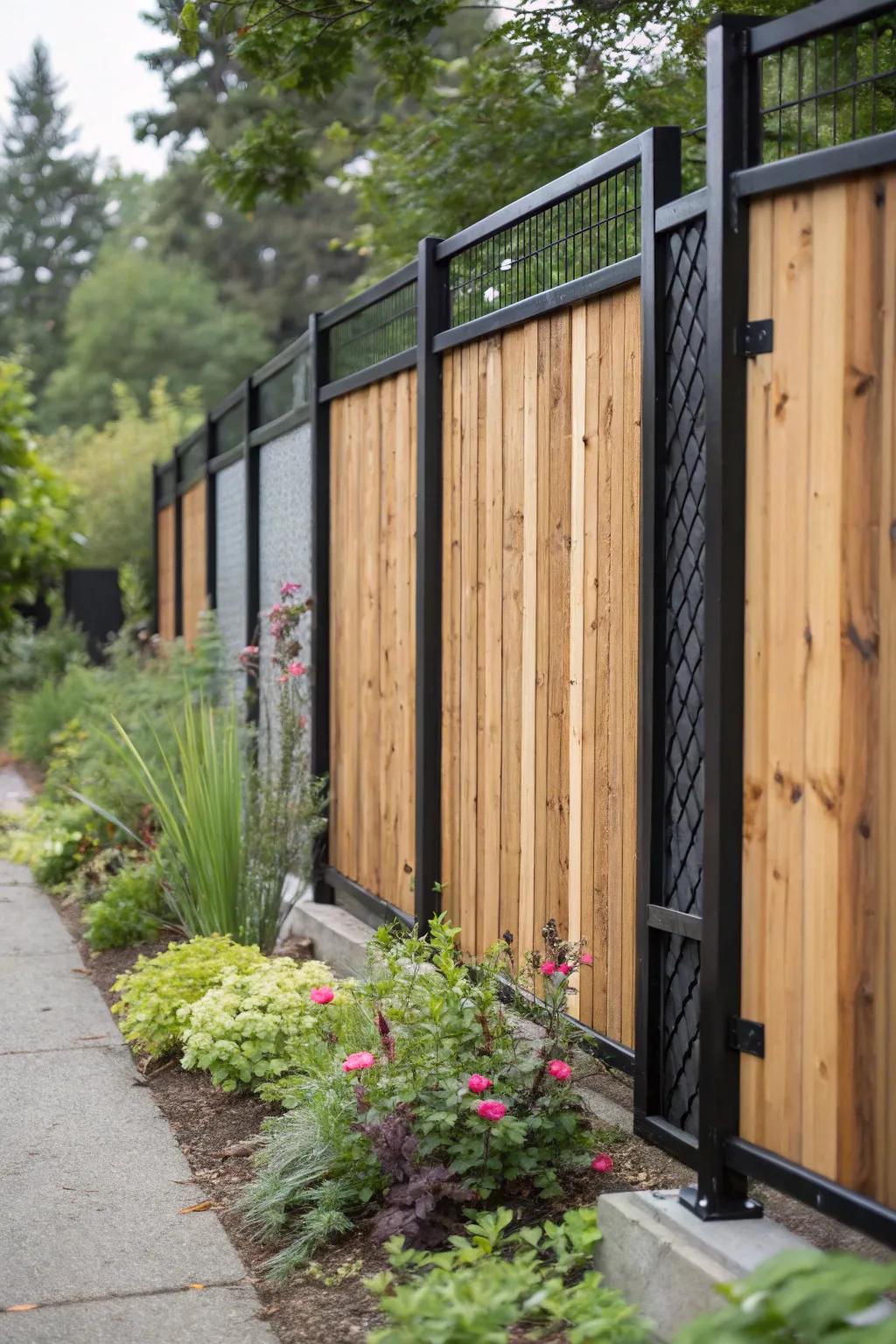 A stunning mix of materials creating a strong yet stylish fence.
