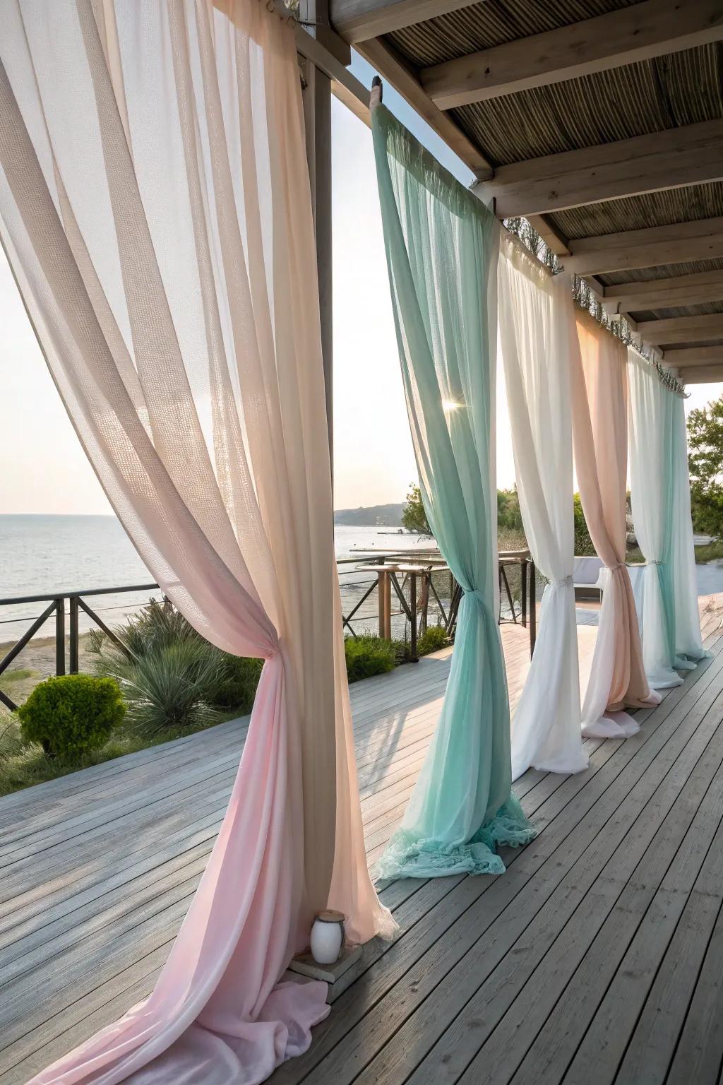 Outdoor drapery adds elegance and adjustable privacy to your deck.