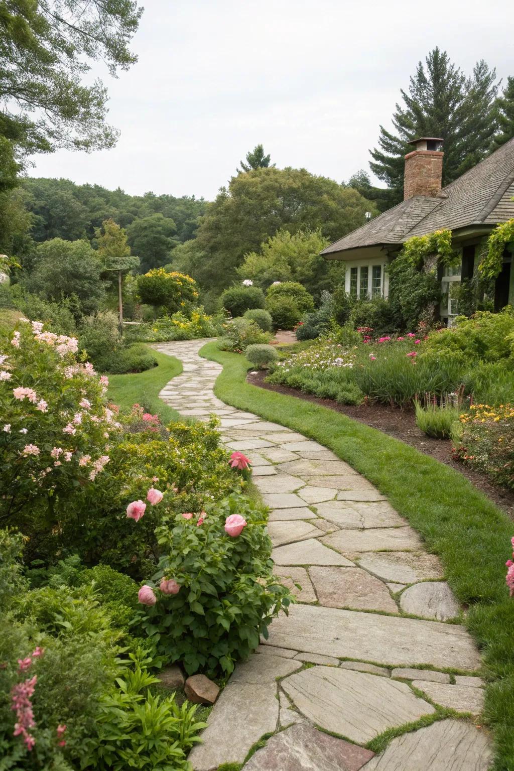 A winding pathway adds intrigue and privacy.