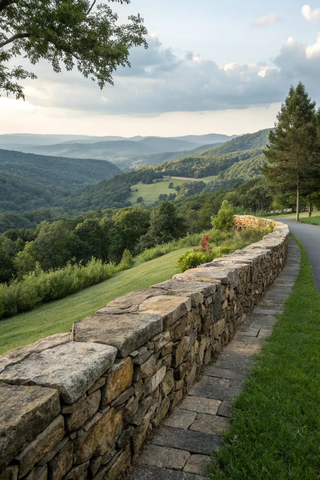 Rustic stone walls offering natural charm.