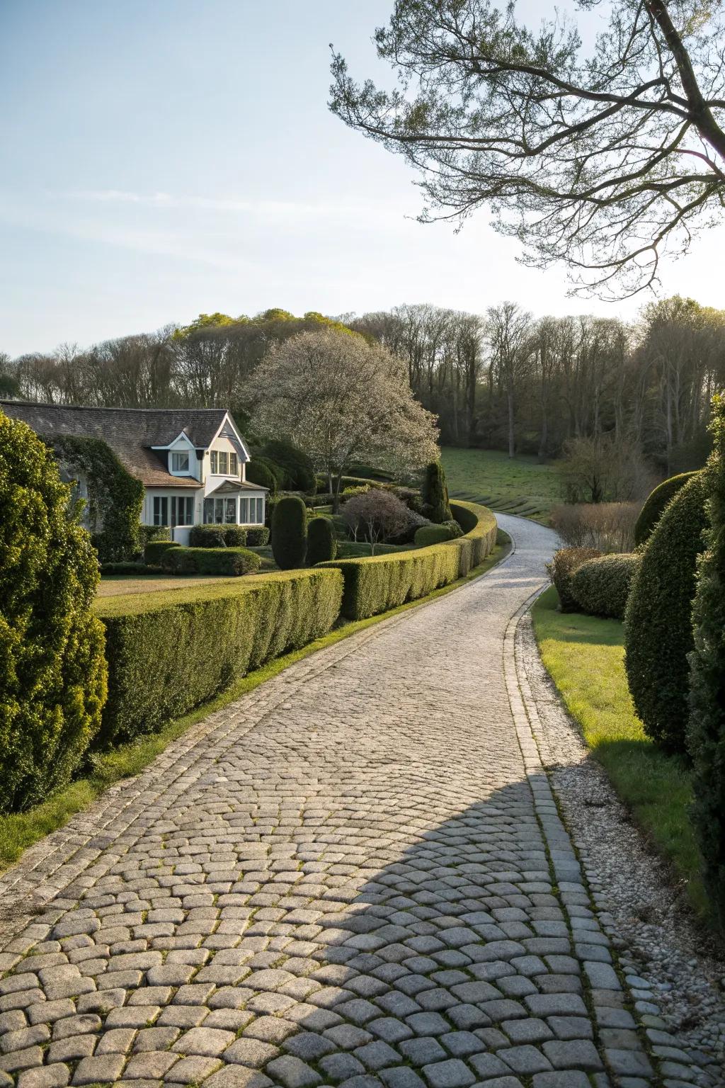Cobblestone driveways offer a rustic and durable path to your home.