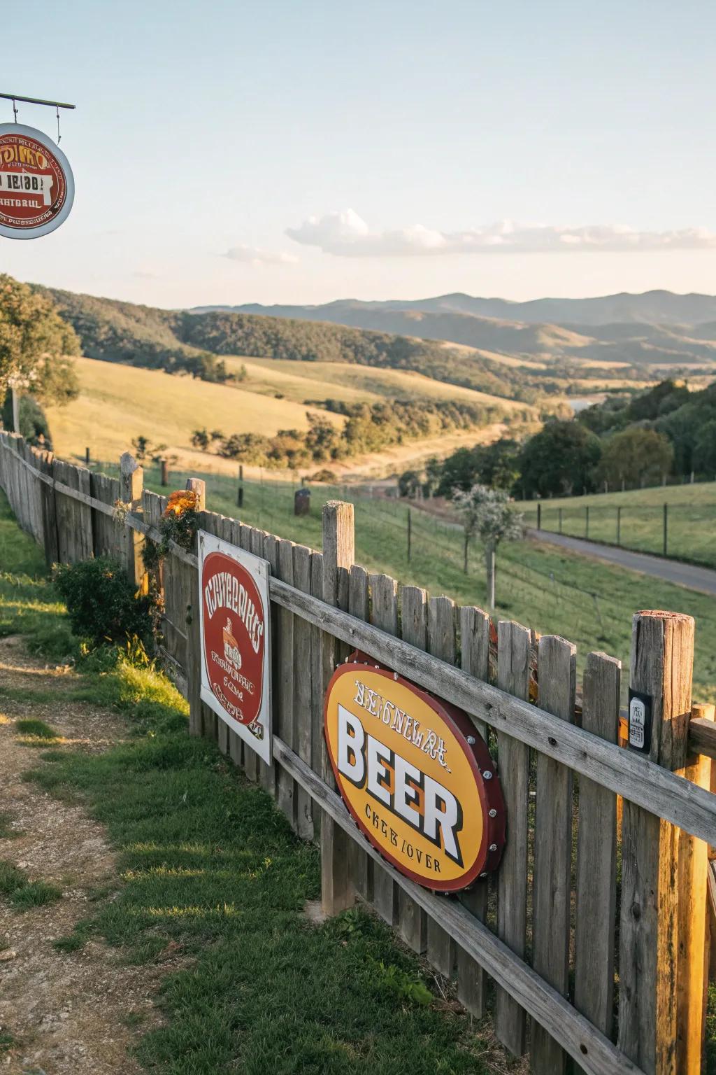 Vintage beer signs add character and charm to your beer garden.