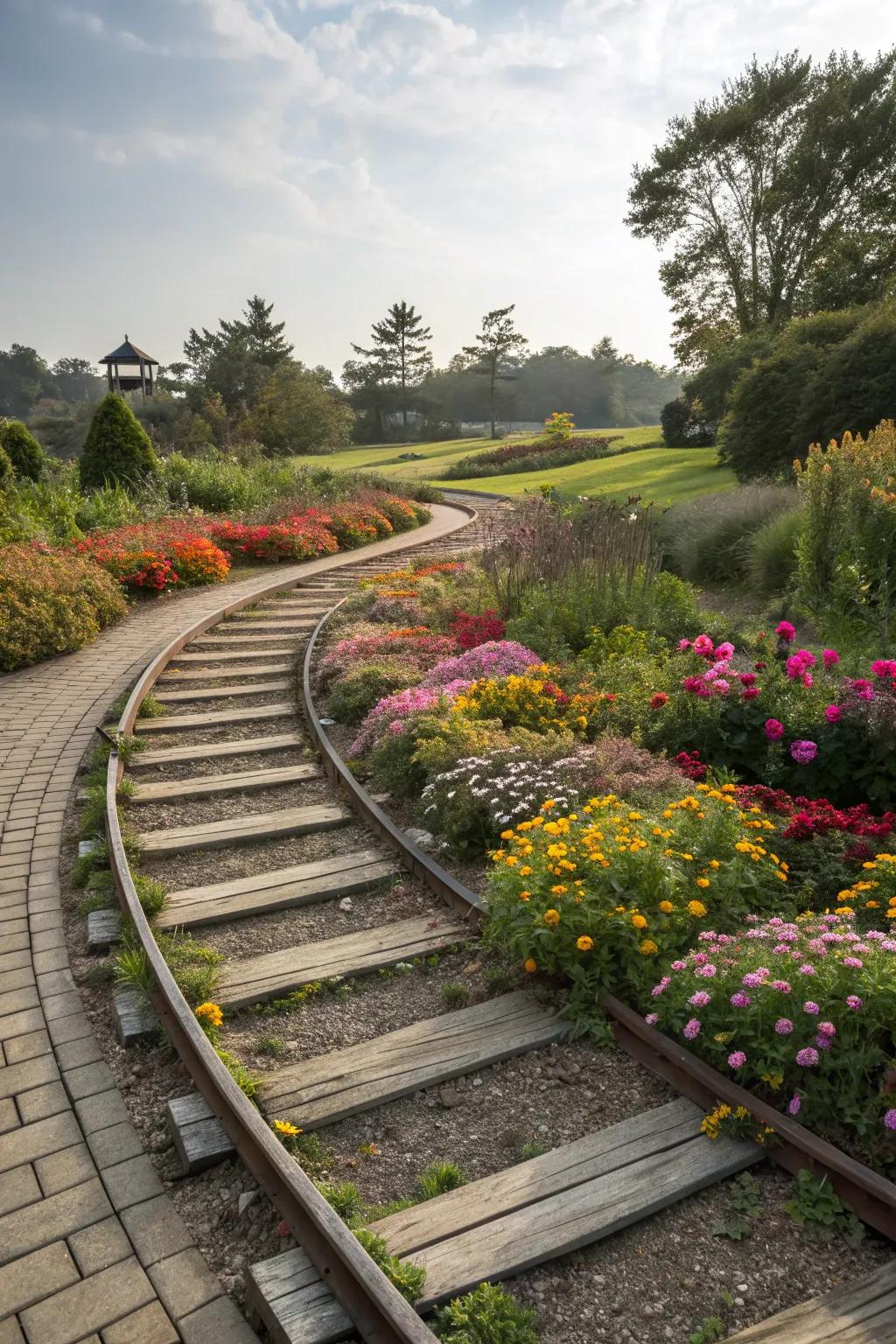 A curved walkway adds an artistic flair to any garden.