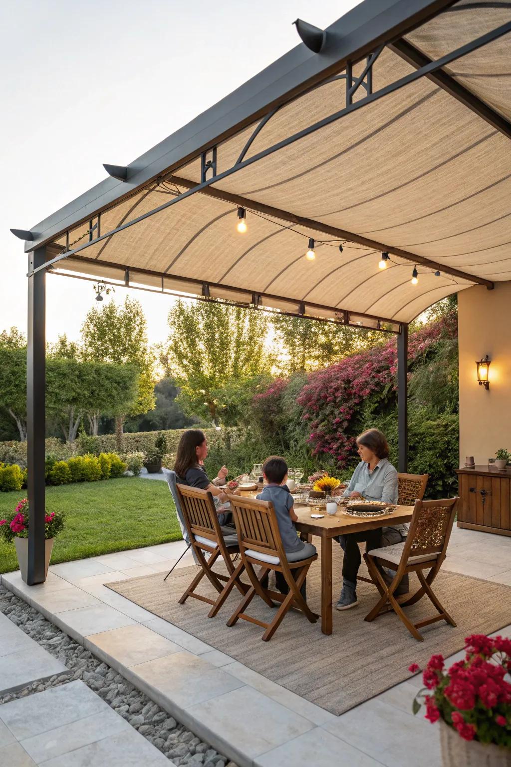 A patio cover ensuring your outdoor space is ready for any weather.