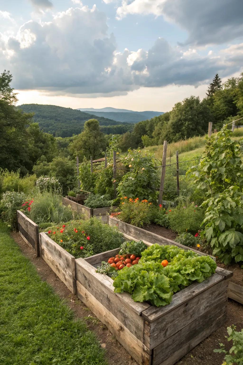 Wooden raised beds bring a timeless, natural feel to your garden.