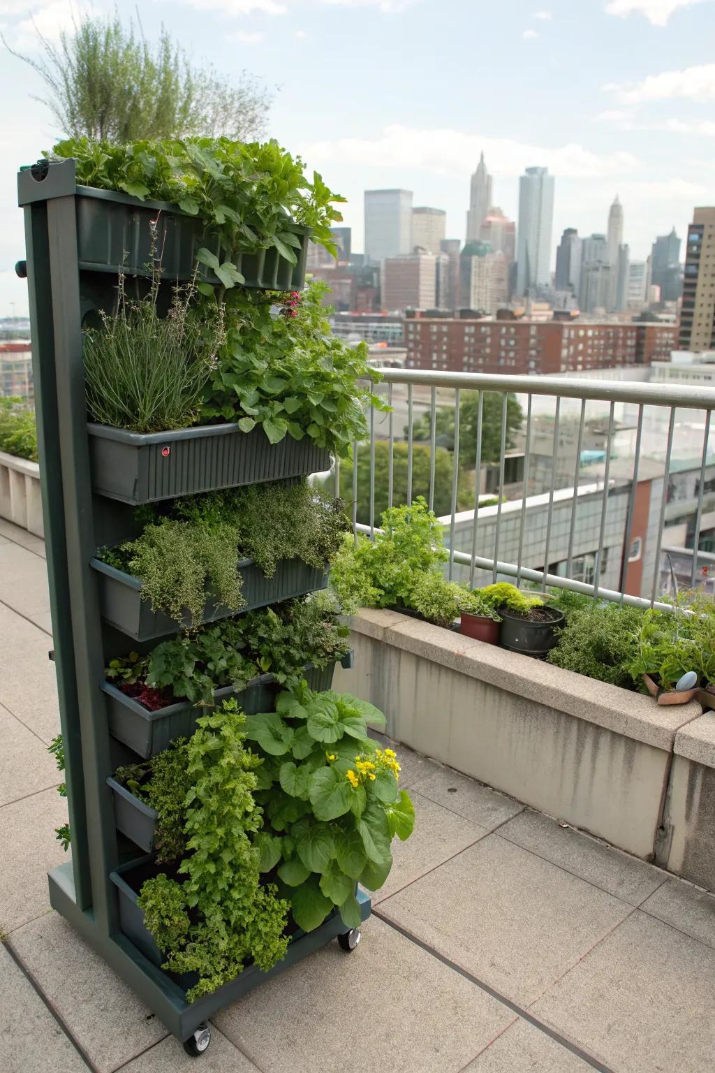 Vertical beds create an urban oasis in limited spaces.