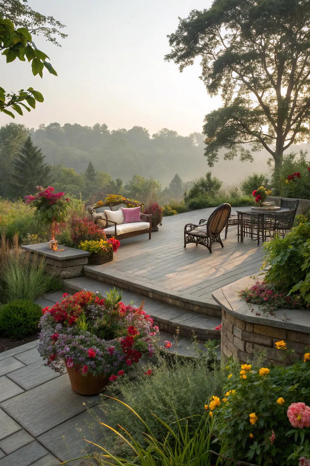 Greenery adds tranquility and beauty to your patio.