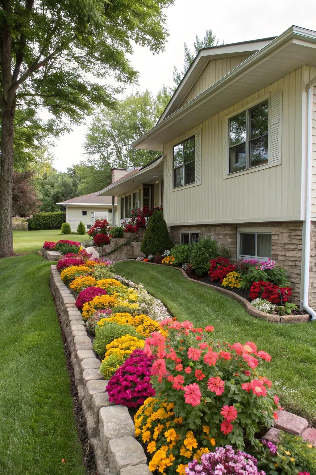 Flower beds bring life and color to the front of your home.